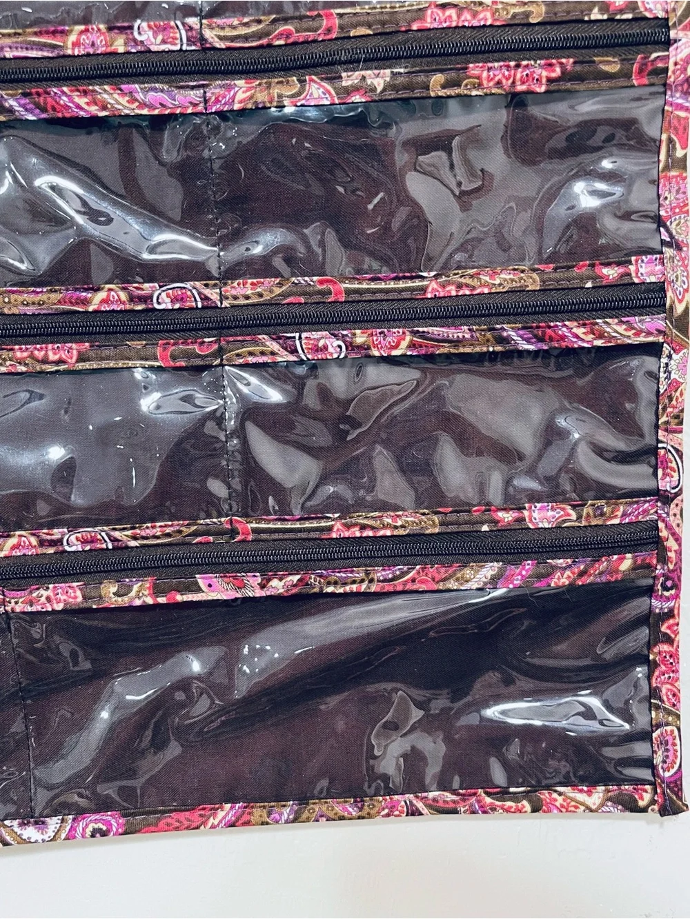 Raymond Waites Hanging Jewelry Organizer Paisley Double Sided Zippered Pockets